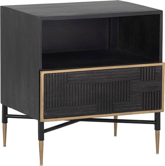 SUNPAN Nightstands & Side Tables - Markwood Nightstand - Brass - Dark Brown Brown