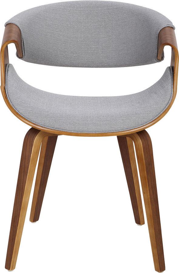 Lumisource Accent Chairs - Curvo Mid-Century Modern Dining/Accent Chair in Walnut and Grey Fabric