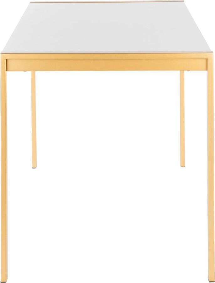 Lumisource Dining Tables - Fuji Modern/Glam Dining Table in Gold Metal with White Marble Top