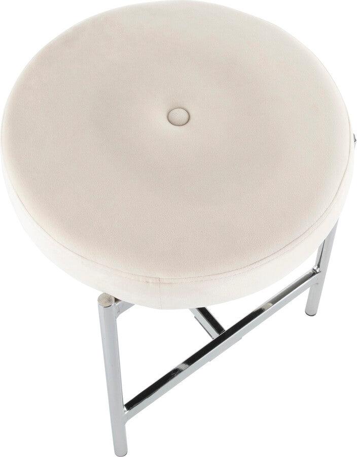 Lumisource Bedroom Vanity - Chloe Contemporary Vanity Stool in Chrome and White Velvet