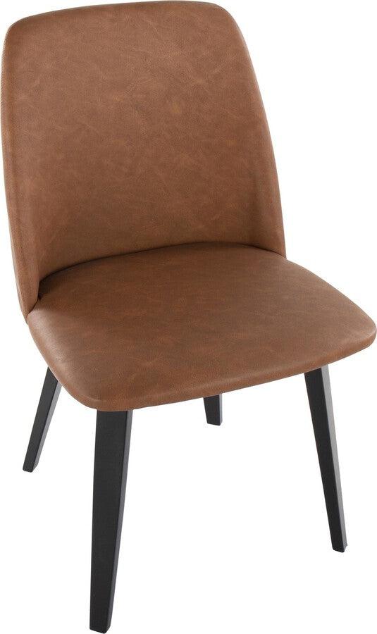 Lumisource Dining Chairs - Toriano Contemporary Dining Chair In Black Wood & Camel Faux Leather (Set of 2)