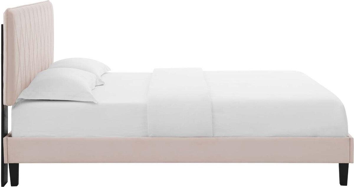 Modway Beds - Phillipa Performance Velvet Full Platform Bed Pink