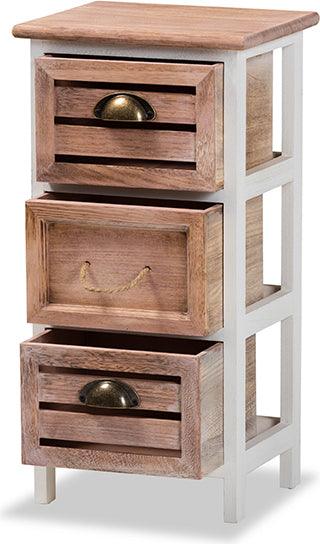 Wholesale Interiors Bedroom Organization - Palta Modern and Contemporary Two-Tone White and Brown Wood 3-Drawer Storage Unit