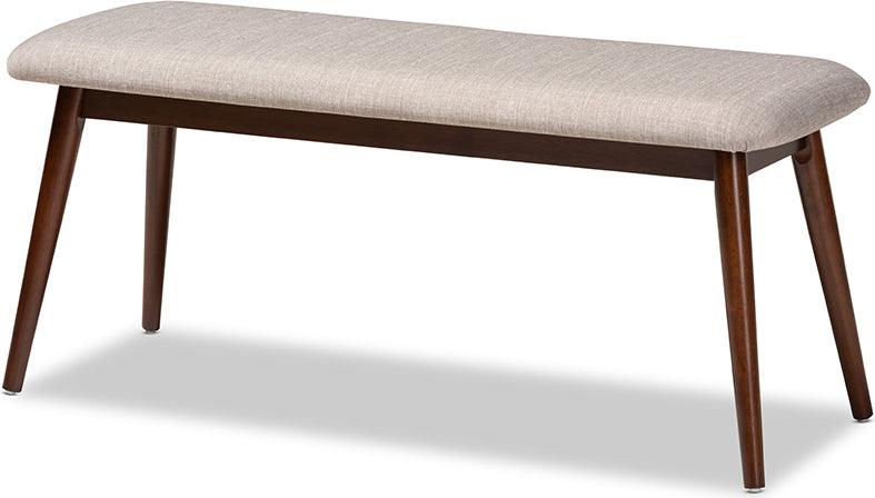 Wholesale Interiors Dining Sets - Amato Light Gray Fabric Walnut Finished Wood 6-Piece Dining Set