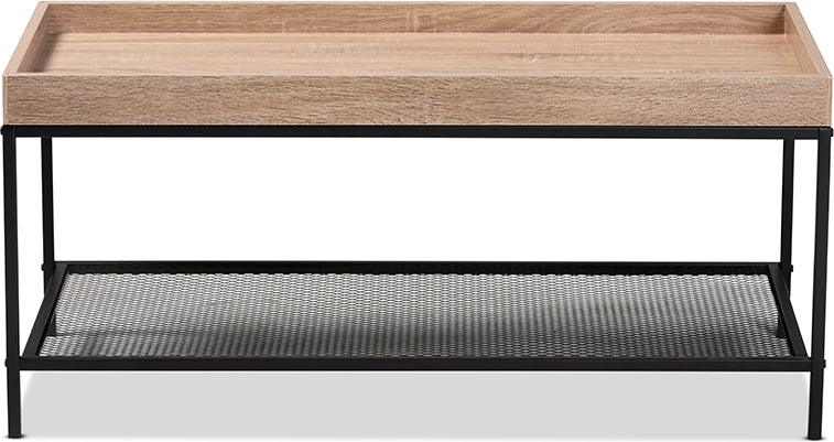 Wholesale Interiors Coffee Tables - Overton Modern Industrial Oak Brown Finished Wood and Black Metal Coffee Table