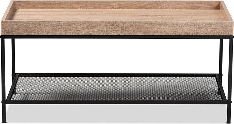 Wholesale Interiors Coffee Tables - Overton Modern Industrial Oak Brown Finished Wood and Black Metal Coffee Table