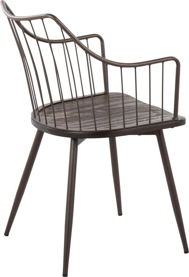 Lumisource Dining Chairs - Winston Farmhouse Style Accent & Dining Chair In Brown Metal & Dark Walnut Wood
