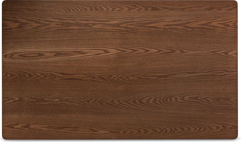 Wholesale Interiors Dining Sets - Marcena Mid-Century Modern Grey Leather and Brown Finished Wood 7-Piece Dining Set