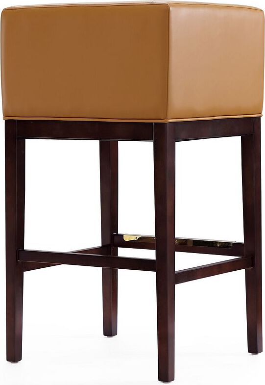 Manhattan Comfort Barstools - Kingsley 38 in. Camel and Dark Walnut Beech Wood Barstool (Set of 3)