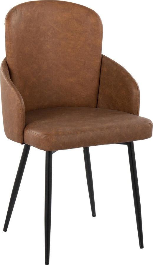 Lumisource Dining Chairs - Dahlia Contemporary Dining Chair In Black Metal & Camel Faux Leather With Chrome Accent (Set of 2)