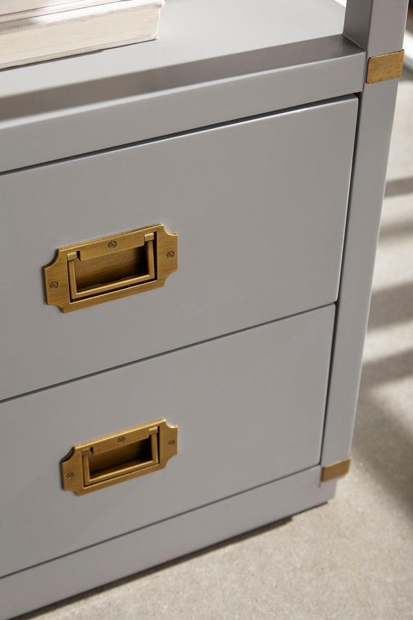 Essentials For Living Nightstands & Side Tables - Bradley 2-Drawer Nightstand Dove Gray & Brushed Gold