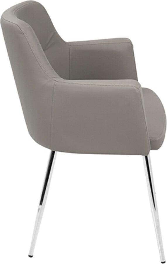 Lumisource Dining Chairs - Andrew Contemporary Dining/Accent Chair in Chrome and Grey Faux Leather - Set of 2