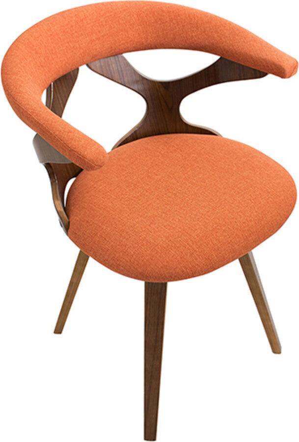 Lumisource Dining Chairs - Gardenia Mid-century Modern Dining/Accent Chair with Swivel in Walnut Wood and Orange Fabric