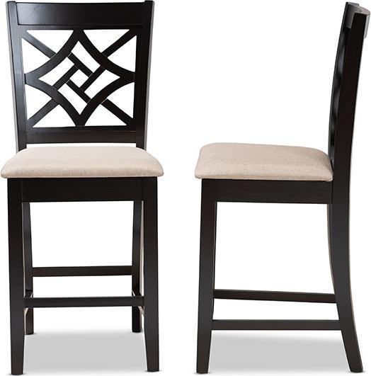 Wholesale Interiors Barstools - Nicolette Dark Brown Finished Wood 2-Piece Counter Stool Set