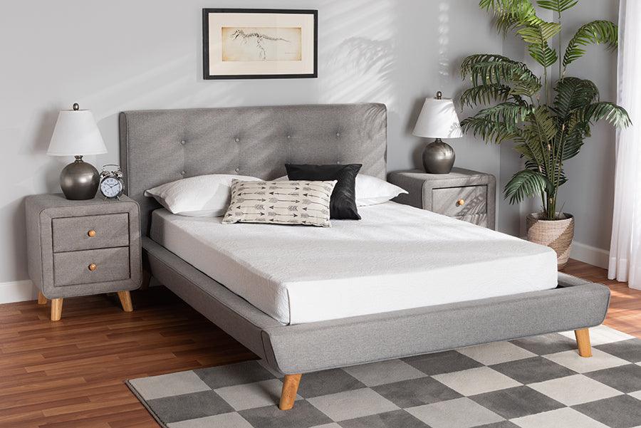 Wholesale Interiors Bedroom Sets - Jonesy Grey Fabric Upholstered Full Size 3-Piece Bedroom Set