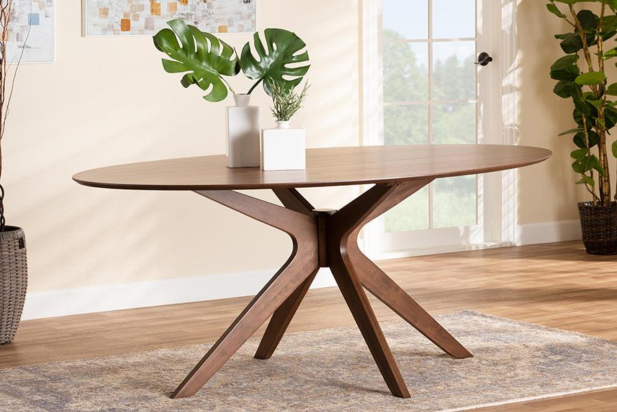 Wholesale Interiors Dining Tables - Monte Walnut Brown Finished Wood 71-Inch Oval Dining Table