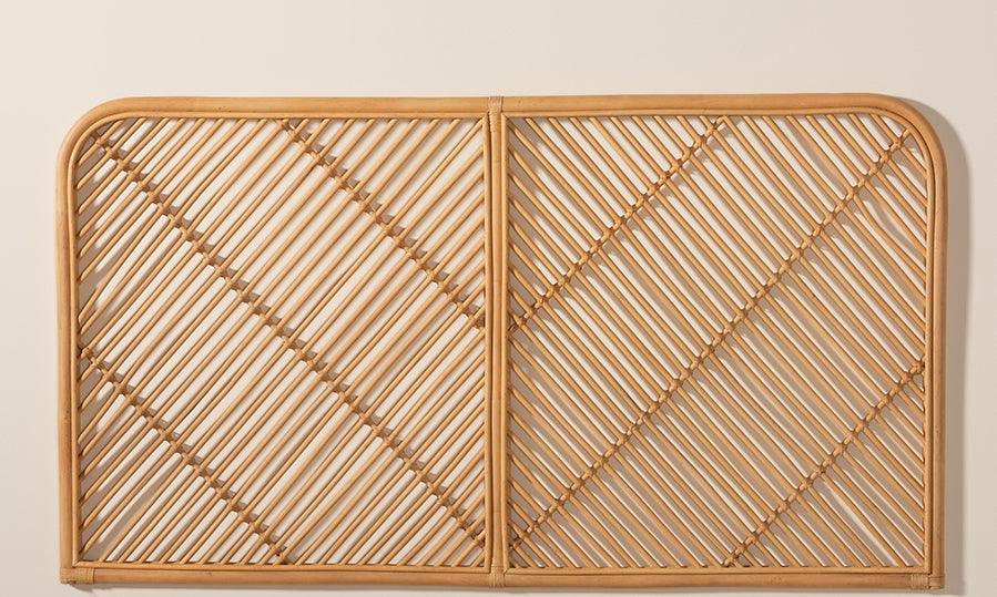 Wholesale Interiors Headboards - Sakina Modern Bohemian Natural Brown Rattan Queen Size Wall-mount Headboard
