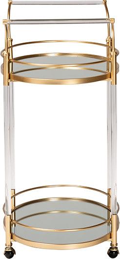 Wholesale Interiors Bar Units & Wine Cabinets - Nakano Contemporary Glam and Luxe Gold Metal and Mirrored Glass 2-Tier Wine Cart