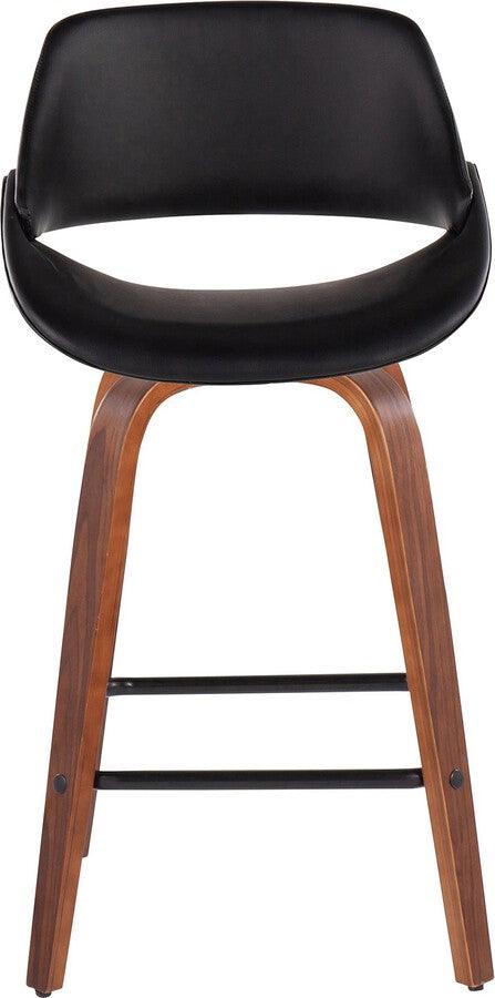 Lumisource Barstools - Fabrico Fixed-Height Counter Stool In Walnut Wood With Square Black Footrest & Black (Set of 2)