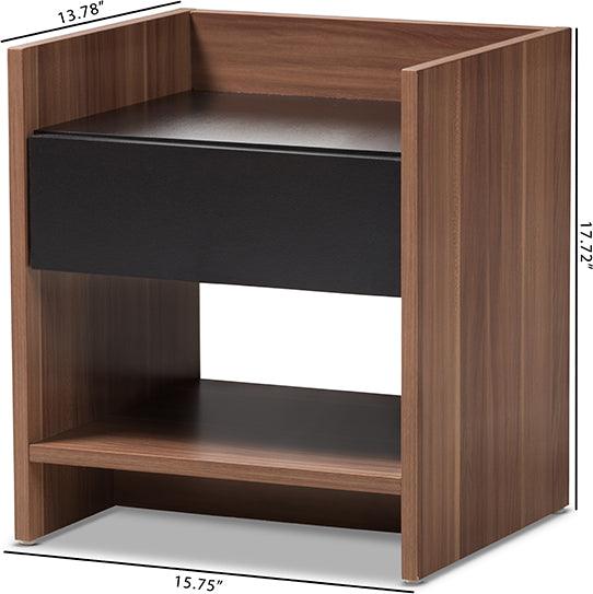 Wholesale Interiors Nightstands & Side Tables - Vanda Nightstand Black/Walnut Brown