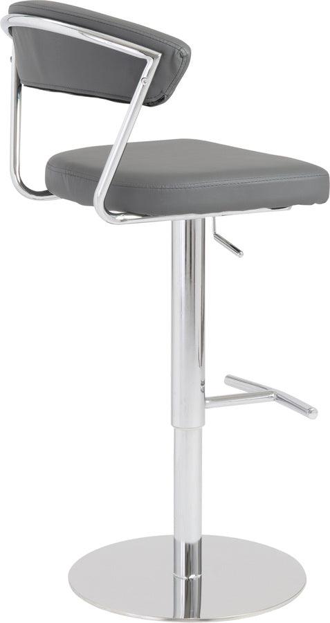 Euro Style Barstools - Draco Adjustable Swivel Bar/Counter Stool in Gray with Chrome Base