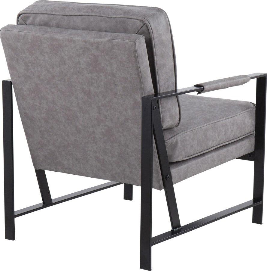 Lumisource Accent Chairs - Franklin Arm Chair 33" Black Steel & Gray PU