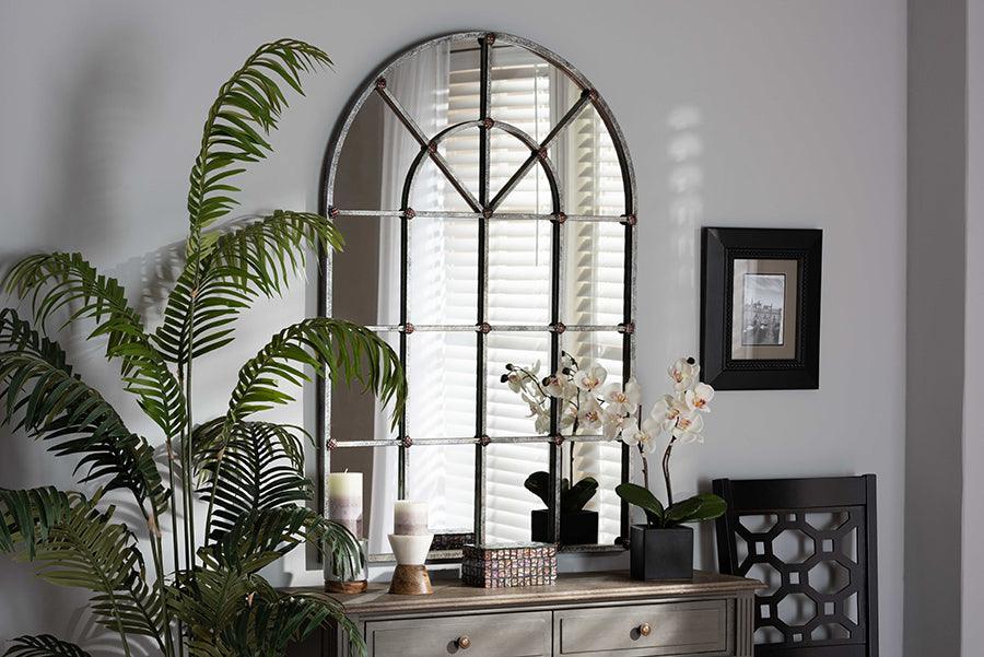 Wholesale Interiors Mirrors - Newman Vintage Farmhouse Antique Silver Finished Arched Window Accent Wall Mirror