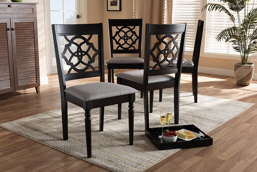 Wholesale Interiors Dining Chairs - Renaud Contemporary Grey Fabric Espresso Brown Wood Dining Chair Set of 4