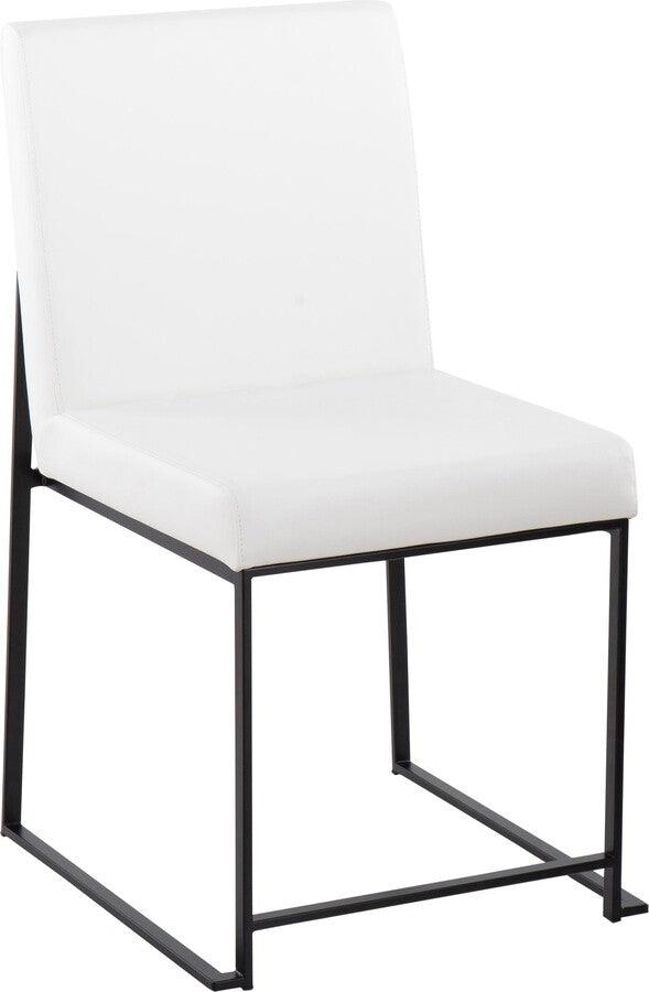 Lumisource Dining Chairs - High Back Fuji Contemporary Dining Chair in Black Steel and White Faux Leather - Set of 2