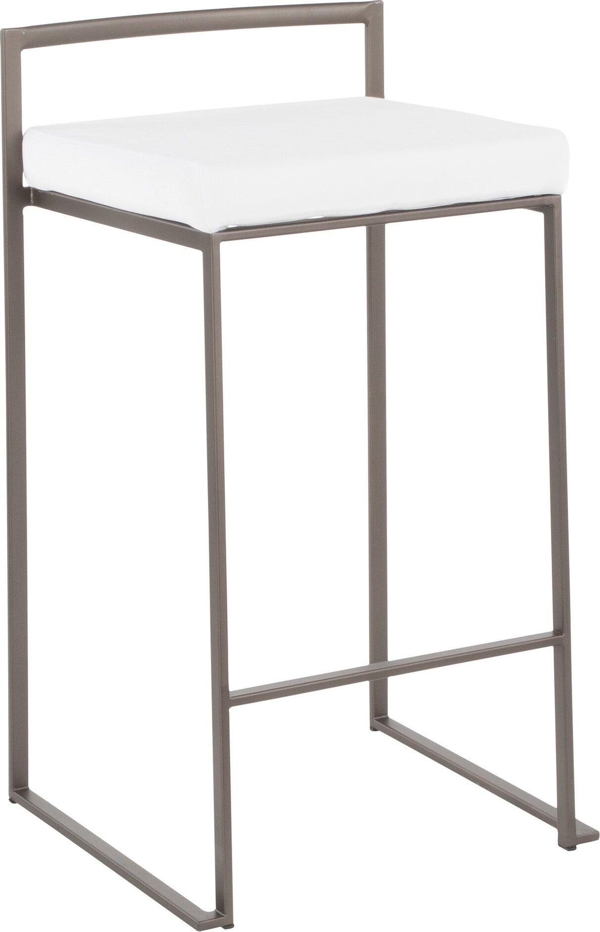 Lumisource Barstools - Fuji Stacker Counter Stool (Set of 2) Antique & White Velvet