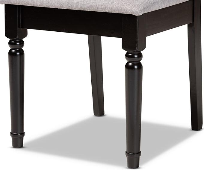 Wholesale Interiors Dining Chairs - Cherese Grey Fabric Upholstered and Dark Brown Finished Wood 2-Piece Dining Chair Set