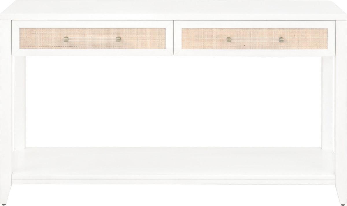 Essentials For Living Consoles - Holland 2-Drawer Console Table Matte White, Natural, Brushed Brass