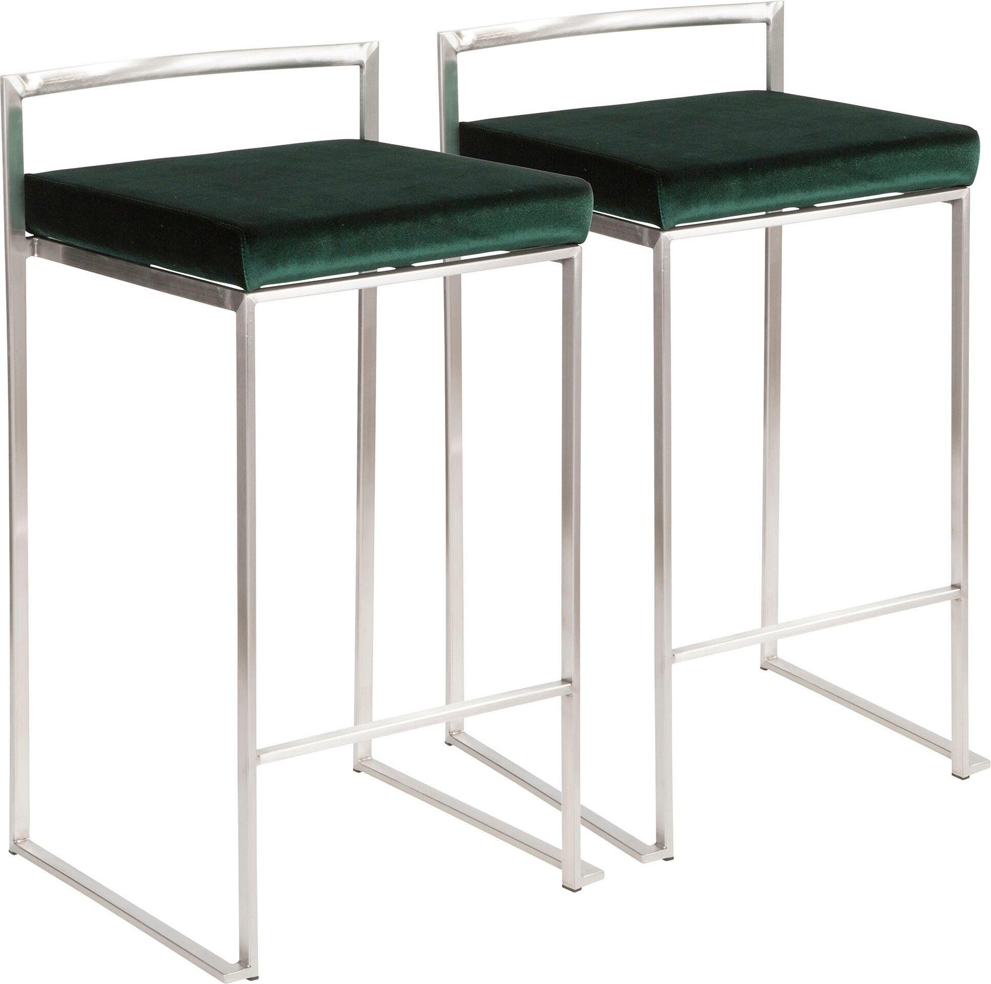 Lumisource Barstools - Fuji Stacker Counter Stool & Green (Set of 2)