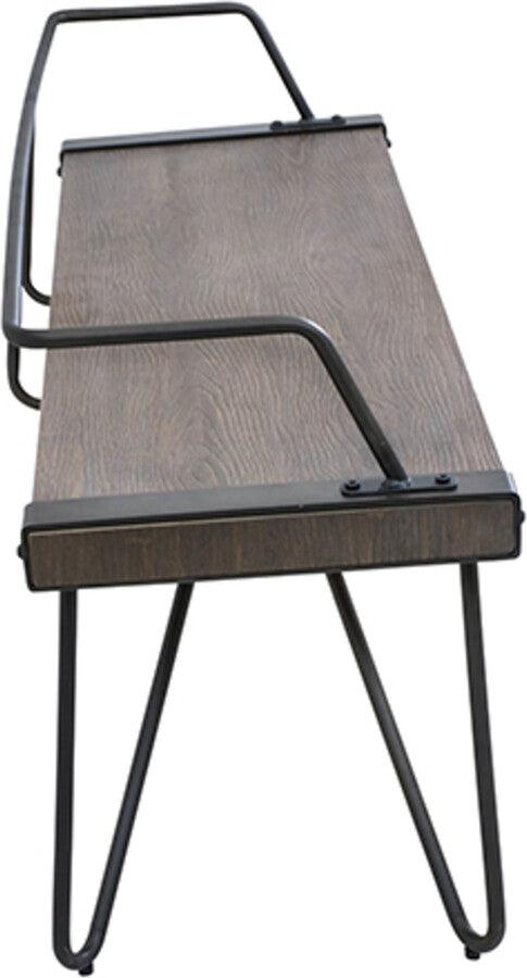 Lumisource Benches - Stefani Industrial Bench in Antique and Walnut