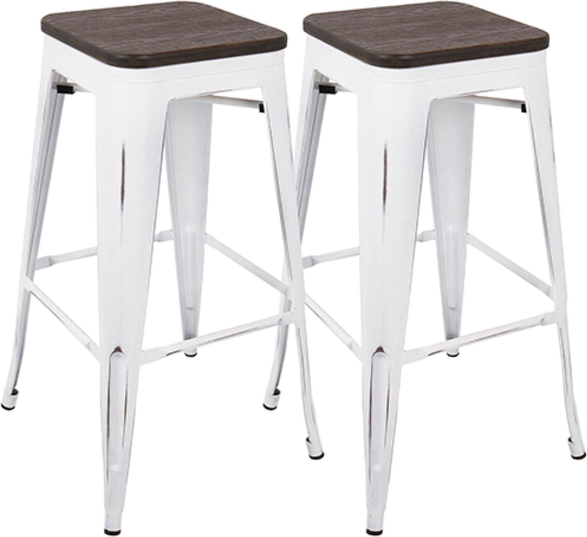 Lumisource Barstools - Oregon Barstool (Set of 2) White & Espresso