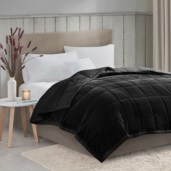 Olliix.com Comforters & Blankets - Reversible HeiQ Smart Temperature Down Alternative Blanket Black Twin XL