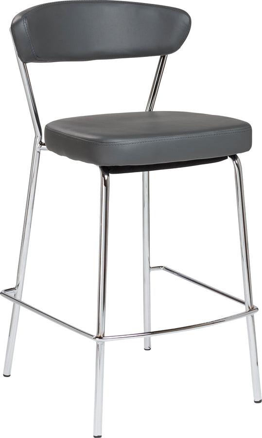 Euro Style Barstools - Draco-C Counter Stool In Gray With Chrome Base Frame And Base - Set Of 2