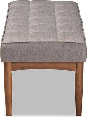 Wholesale Interiors Benches - Sanford Grey Fabric Upholstered and Walnut Brown Finished Wood Dining Bench