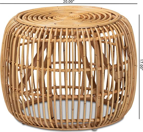 Wholesale Interiors Side & End Tables - Maverick Modern Bohemian Natural Brown Rattan End table