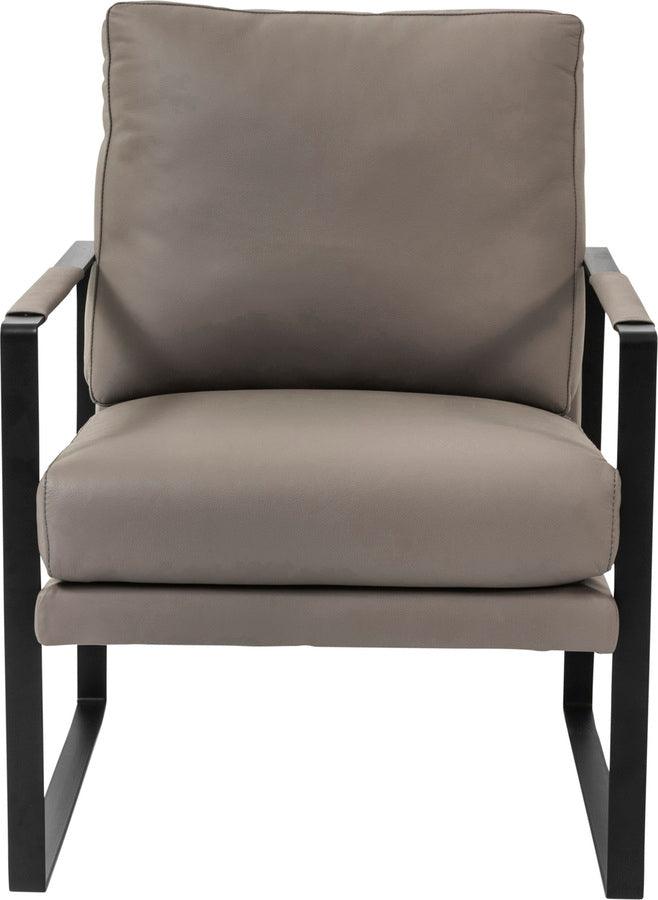 Euro Style Accent Chairs - Bettina Lounge Chair in Gray Leather with Black Frame