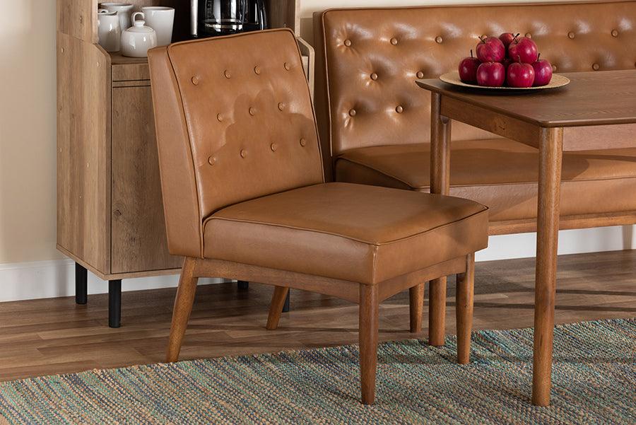 Wholesale Interiors Dining Chairs - Riordan Mid-Century Dining Chair Tan & Walnut Brown