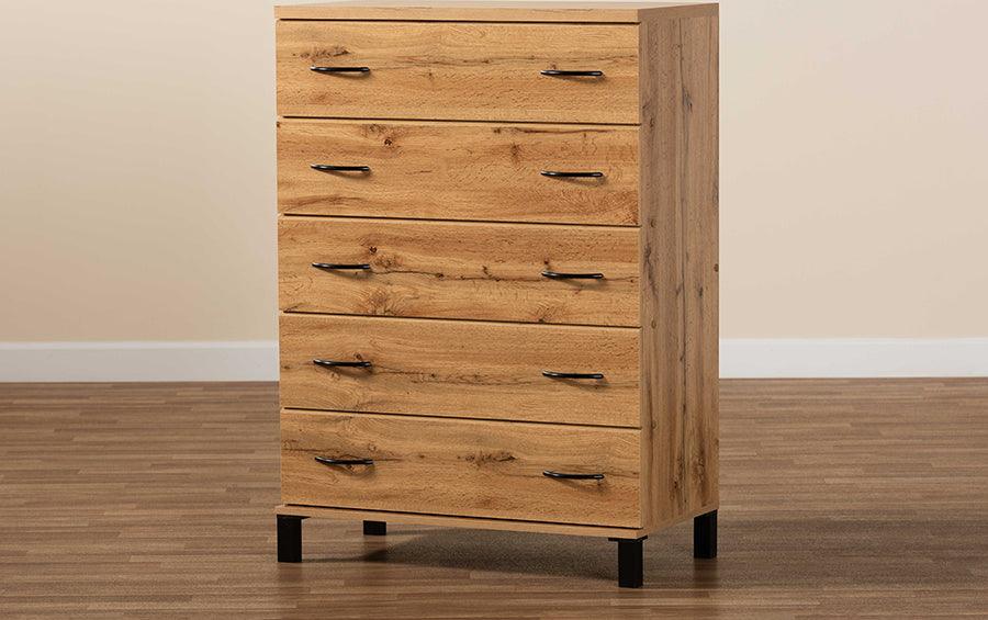 Wholesale Interiors Chest of Drawers - Maison Oak Brown Finished Wood 5-Drawer Storage Chest