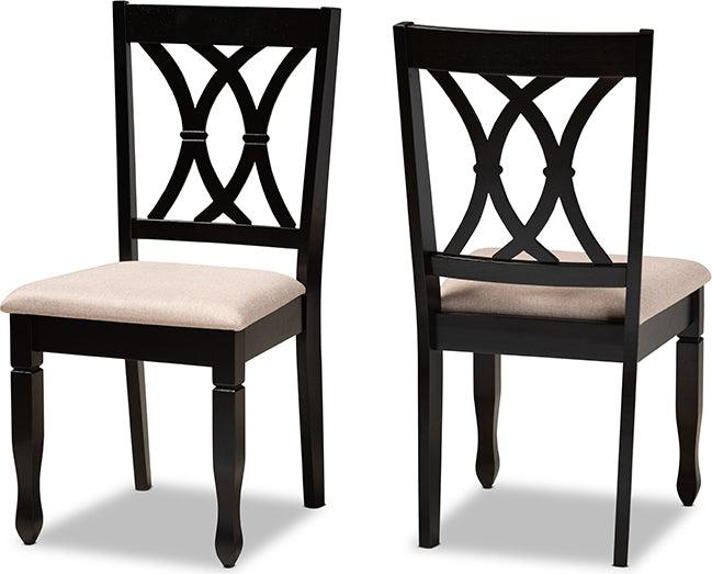 Wholesale Interiors Dining Chairs - Reneau Sand Fabric Upholstered Espresso Brown Finished Wood 2-Piece Dining Chair Set Set