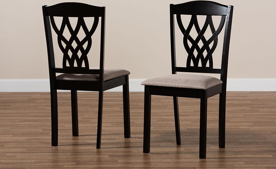 Wholesale Interiors Dining Chairs - Delilah Sand Fabric Upholstered and Dark Brown Finished Wood 2-Piece Dining Chair Set