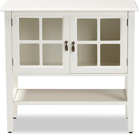 Wholesale Interiors Kitchen Storage & Organization - Chauncey Classic And Traditional White Finished Wood And Glass 2-Door Kitchen Storage Cabinet