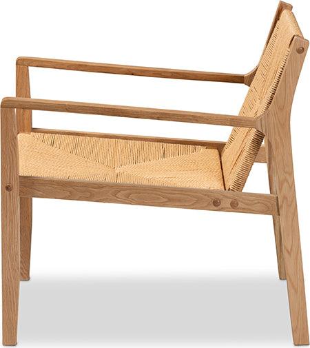 Wholesale Interiors Accent Chairs - Delaney Mid-Century Modern Oak Brown Finished Wood and Hemp Accent Chair