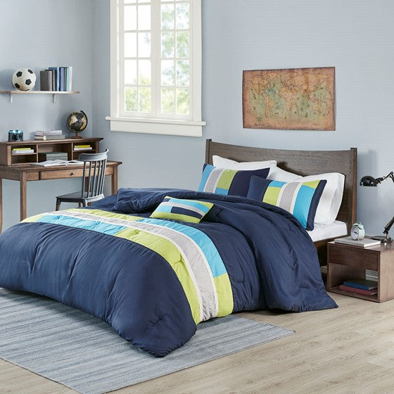 Olliix.com Comforters & Blankets - Comforter Set Navy Cal King