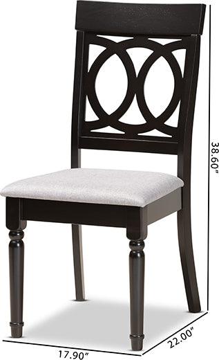 Wholesale Interiors Dining Chairs - Lucie Grey Fabric Upholstered and Espresso Brown Finished Wood 2-Piece Dining Chair Set