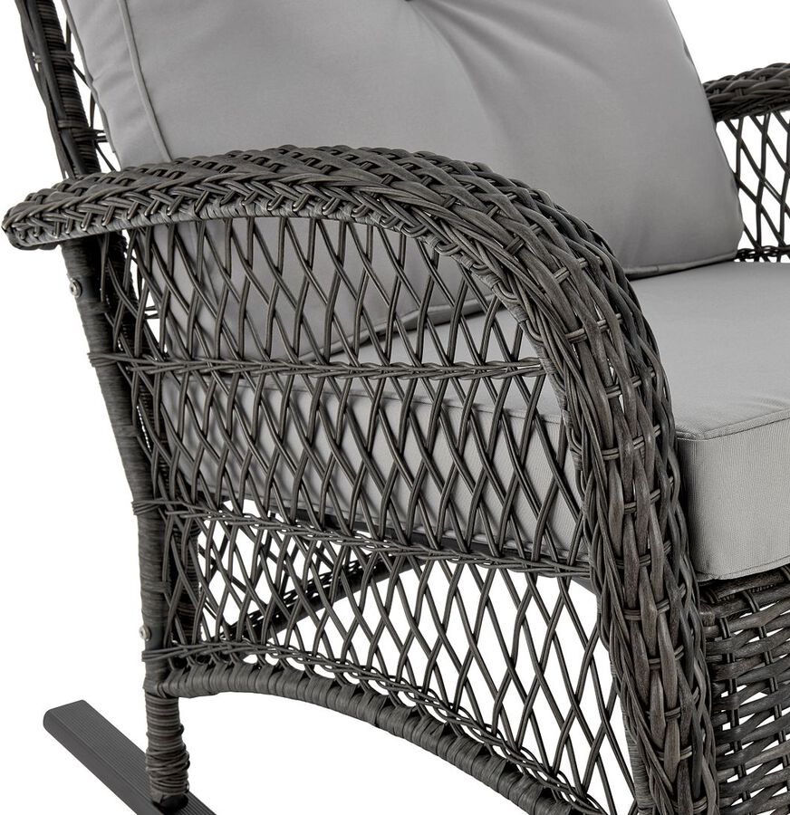 Manhattan Comfort Outdoor Chairs - Fruttuo Patio Rocking Chair with Grey Cushions