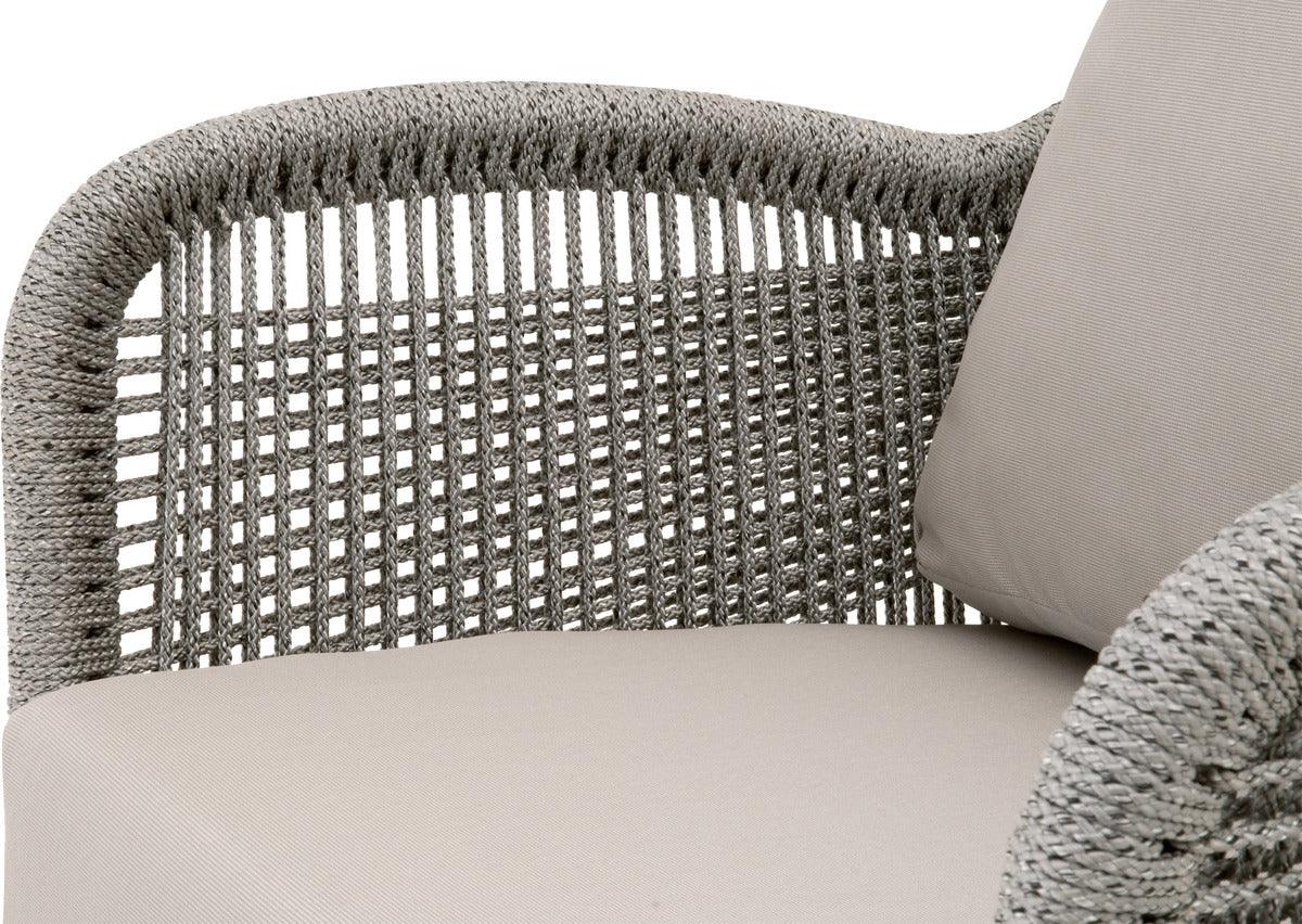 Essentials For Living Outdoor Chairs - Loom Outdoor Club Chair Platinum Rope, Smoke Gray, Gray Teak